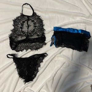 3-piece Black lace lingerie
